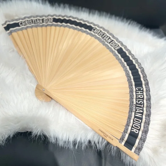 RARE Christian Dior DIORIVIERA Folding Fan Navy Black - Picture 3 of 5